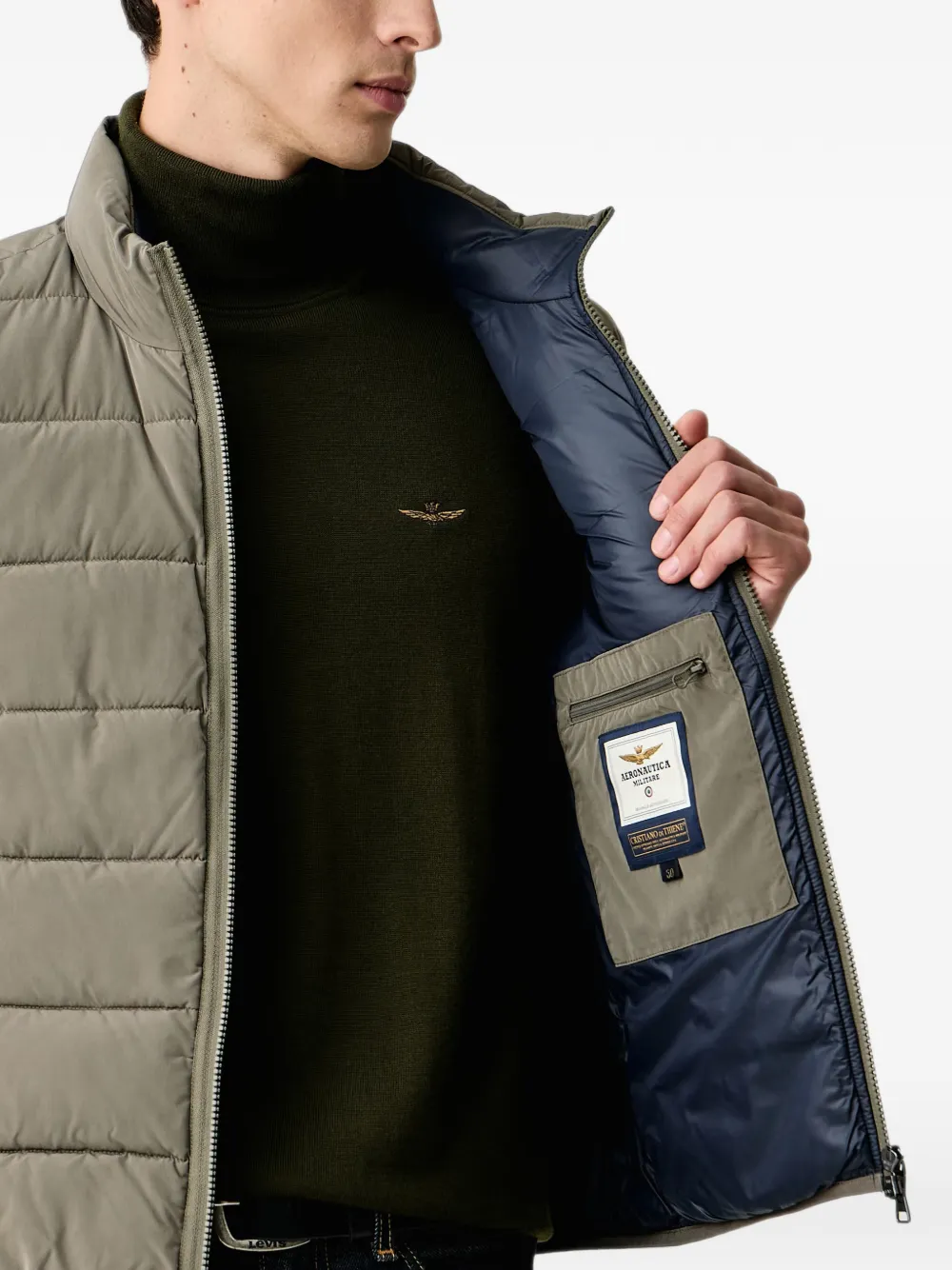 Aeronautica Militare Bodywarmer met gewatteerde afwerking Groen