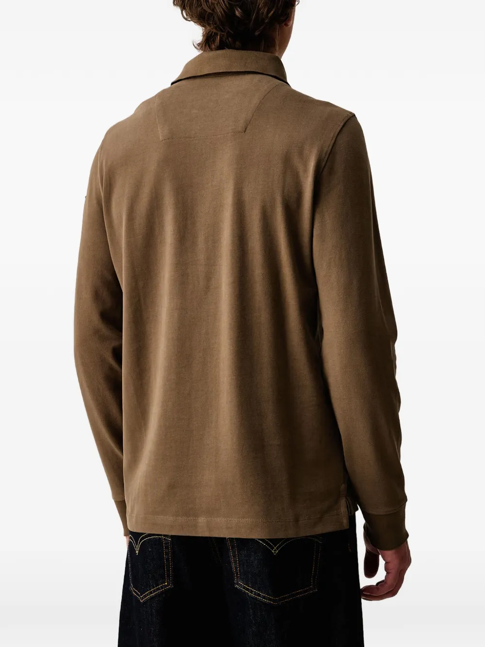 Aeronautica Militare Poloshirt met lange mouwen en patchdetail Bruin