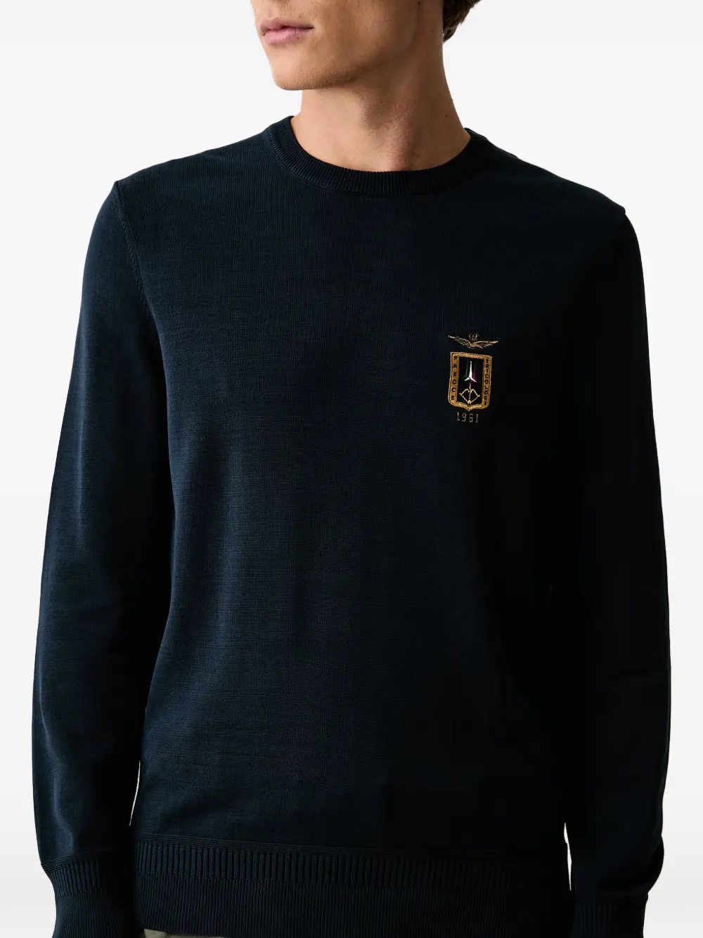 Aeronautica Militare Trui met geborduurd logo Blauw