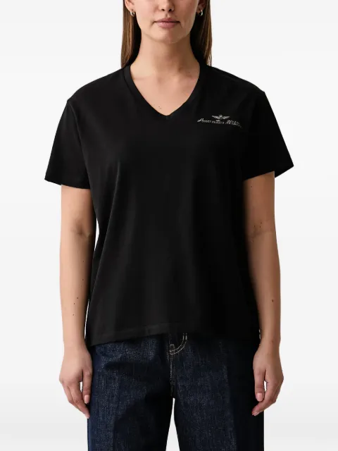 Aeronautica Militare embroidered V-neck T-shirt