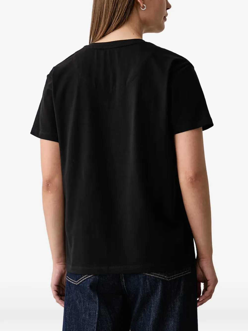 Aeronautica Militare T-shirt met V-hals en borduurwerk Zwart