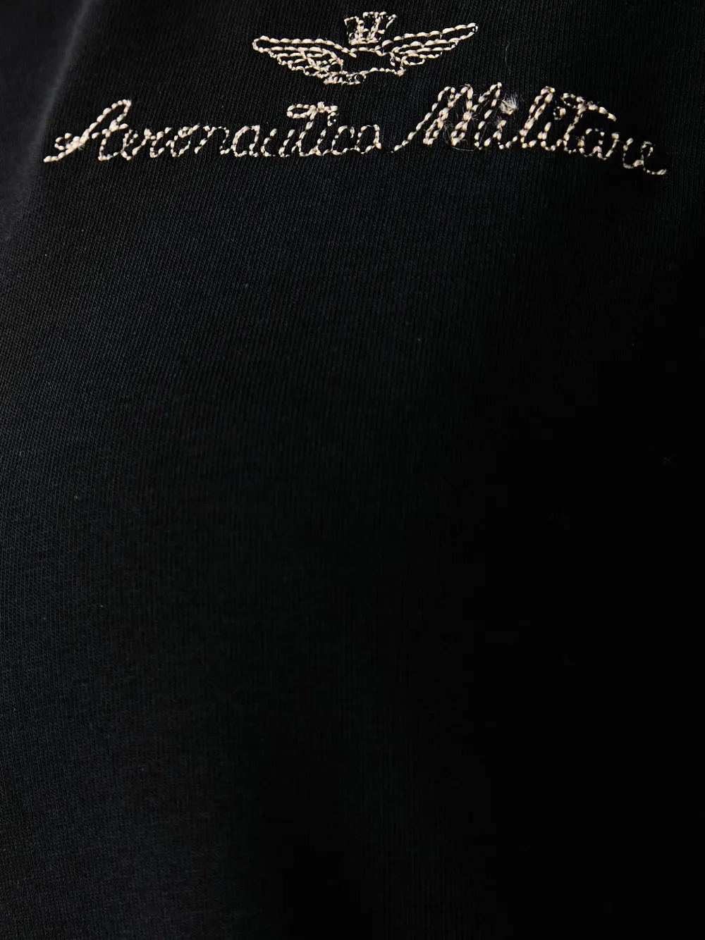 Aeronautica Militare T-shirt met V-hals en borduurwerk Zwart