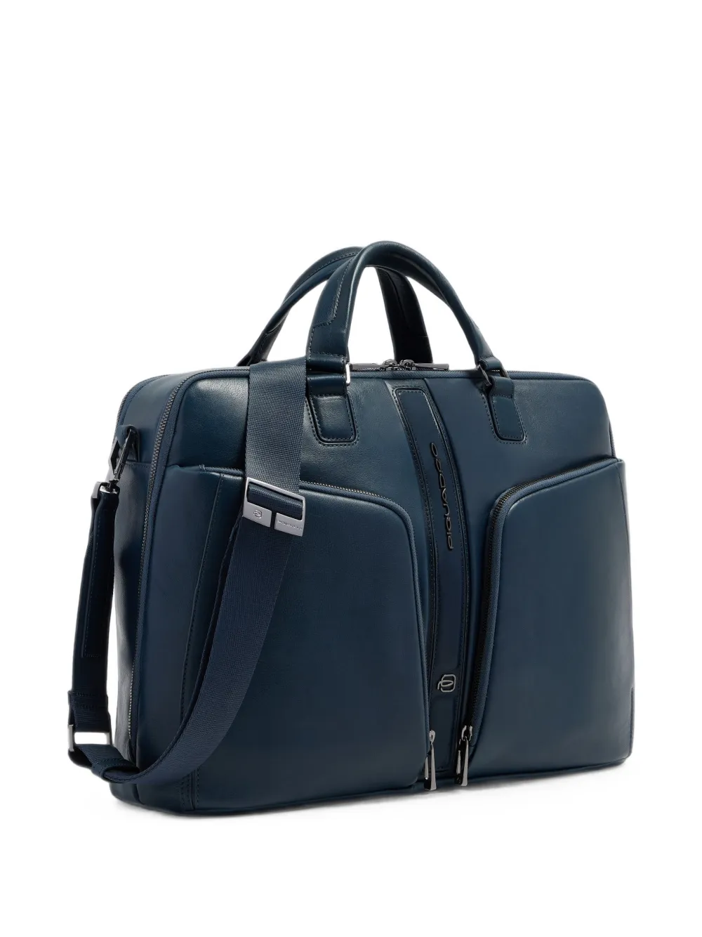 PIQUADRO Leren aktetas met dubbele rits Blauw