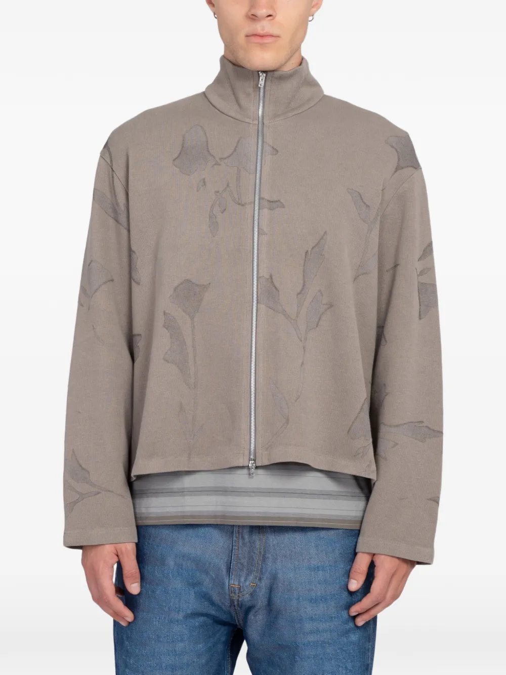 OUR LEGACY Shrunken floral-print zip sweatshirt