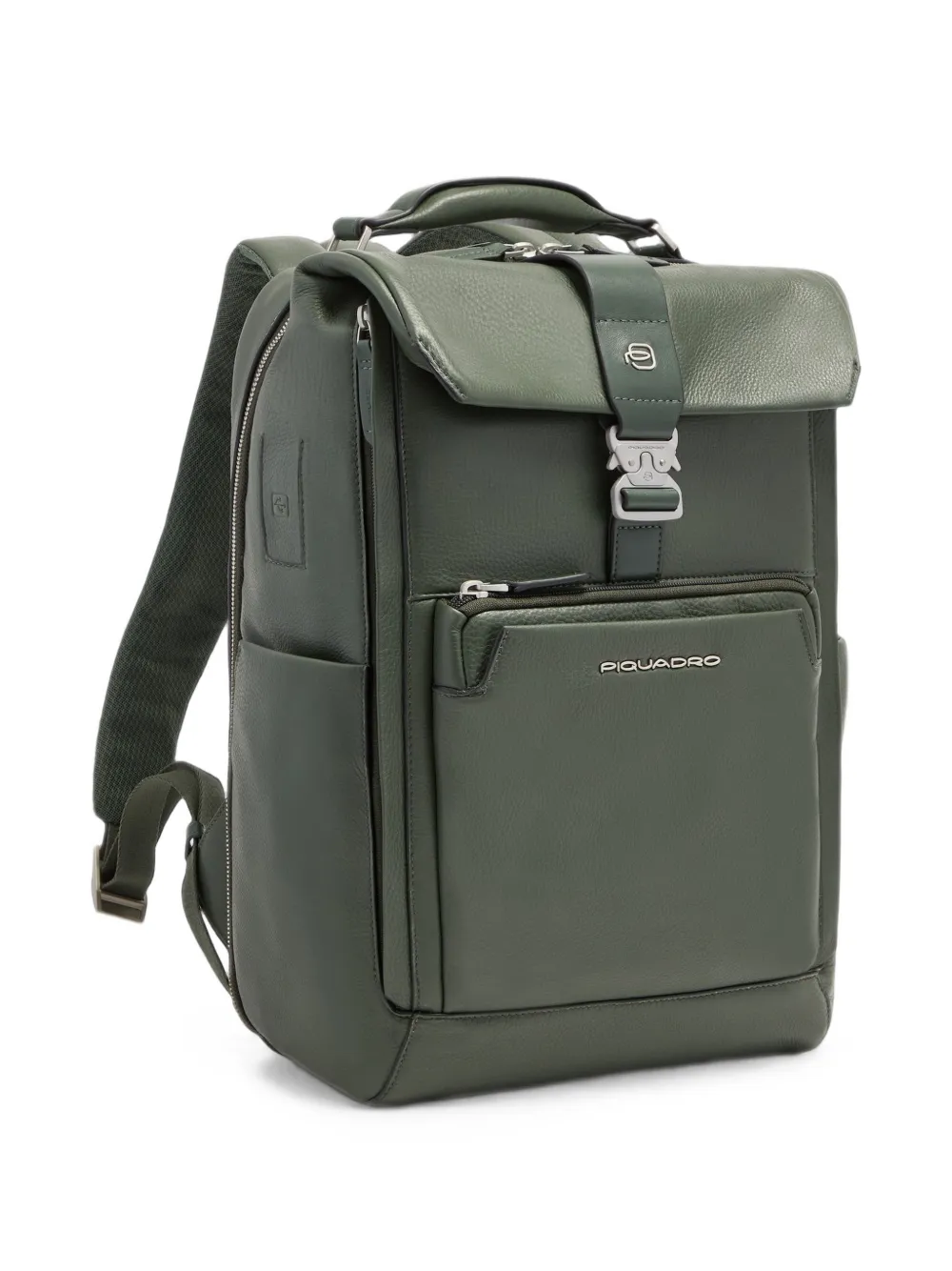 PIQUADRO Leren rugzak met gespsluiting Groen