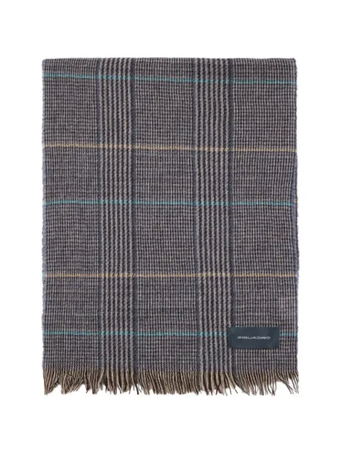 PIQUADRO check fringed scarf