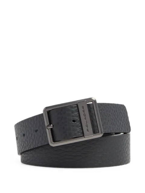 PIQUADRO logo-engraved pebbled-leather belt