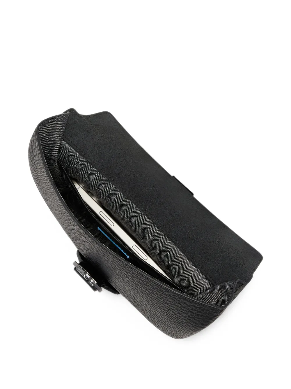 PIQUADRO Laptoptas met gespsluiting en korrelige textuur Zwart