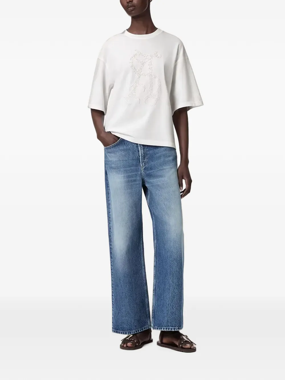 AllSaints T-shirt met pailletten Wit