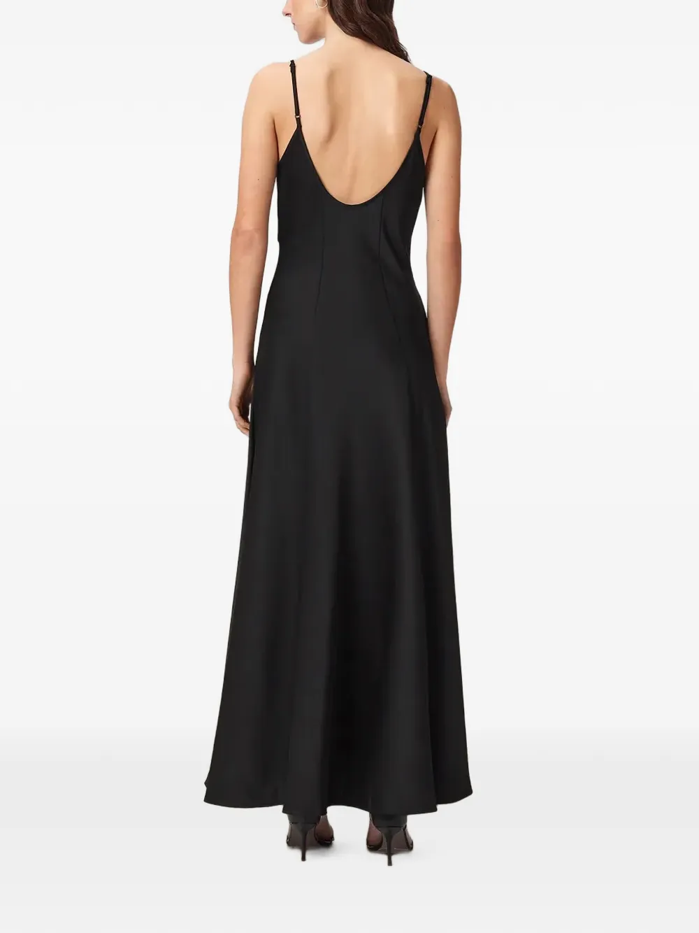 AllSaints Maxi-jurk met spaghettibandjes en satijnen afwerking Zwart