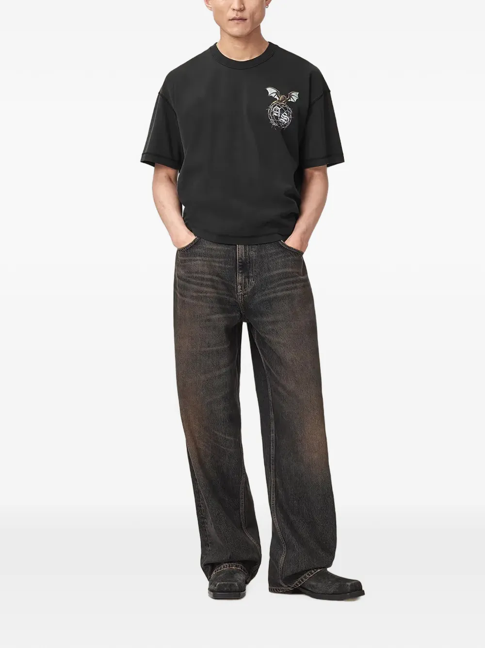AllSaints Sweater met print Zwart