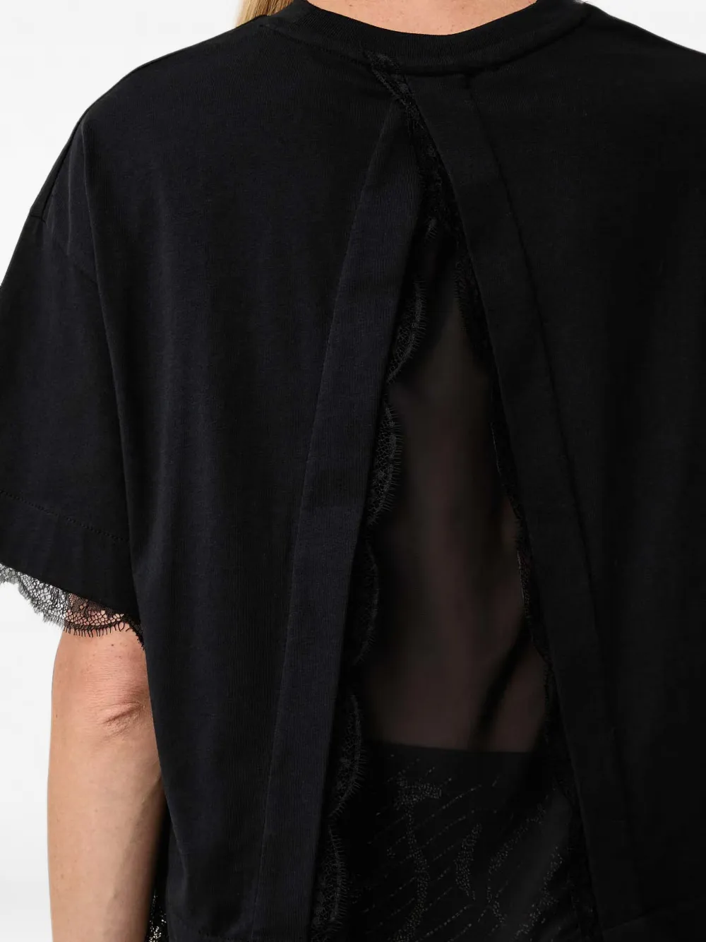 AllSaints Blouse met kanten afwerking en open achterkant Zwart