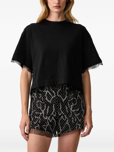 AllSaints lace-trim open-back blouse
