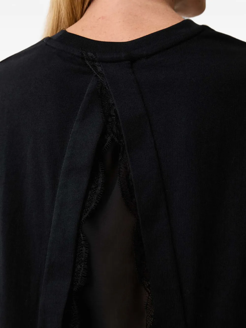 AllSaints Blouse met kanten afwerking en open achterkant Zwart