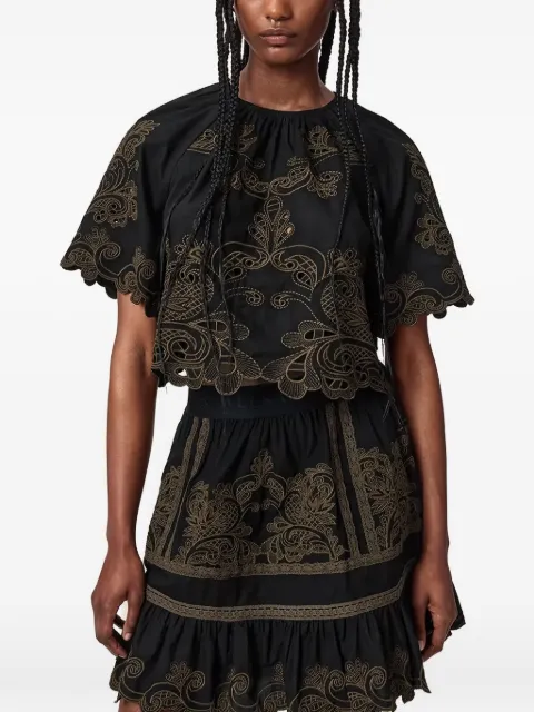 AllSaints embroidered scalloped-edge blouse