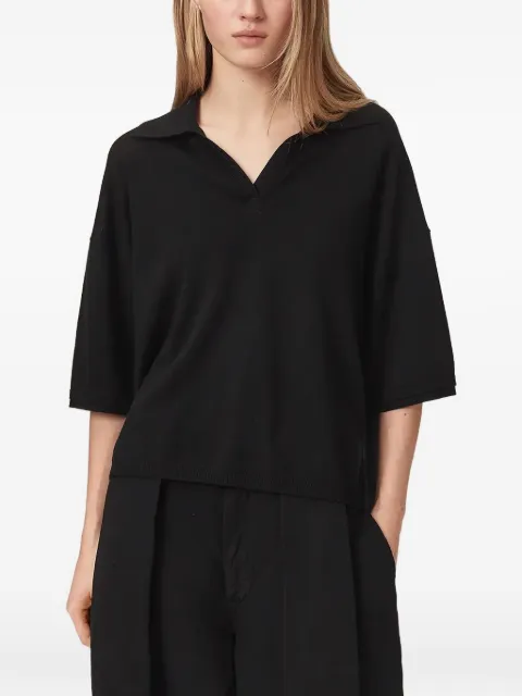 AllSaints satin-panelled V-neck blouse