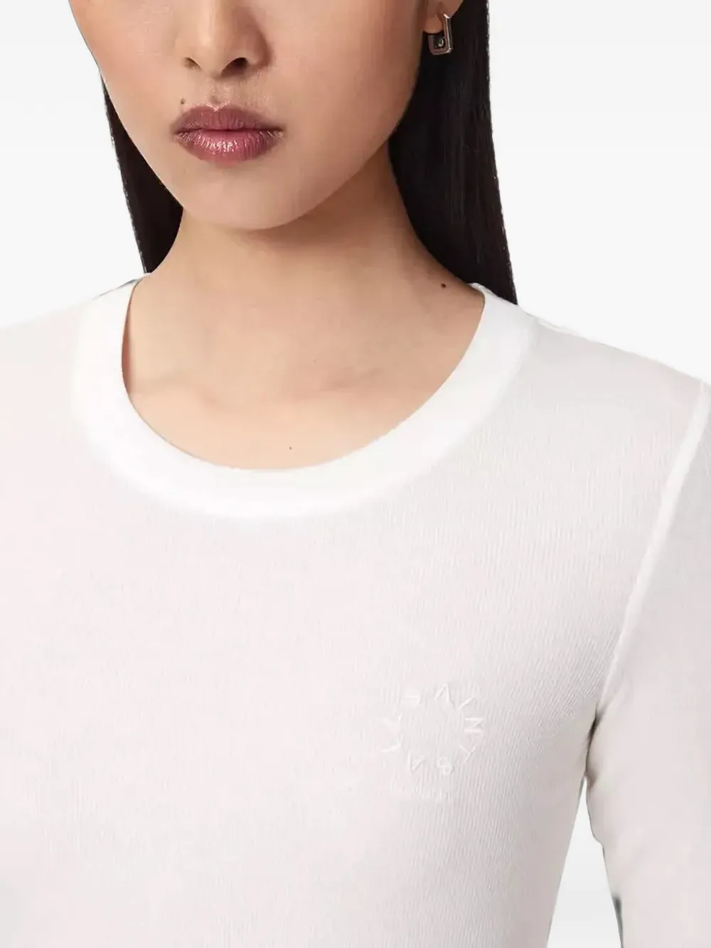 AllSaints Geribbeld T-shirt met geborduurd logo Wit