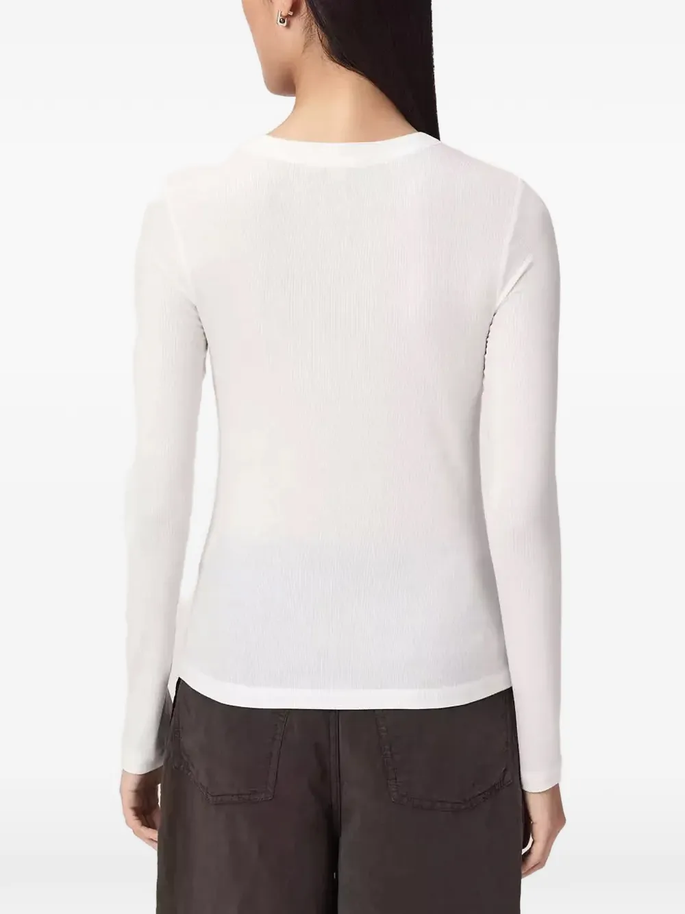AllSaints Geribbeld T-shirt met geborduurd logo Wit