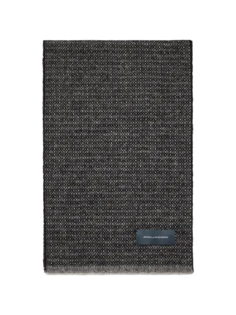 PIQUADRO diamond-pattern frayed scarf