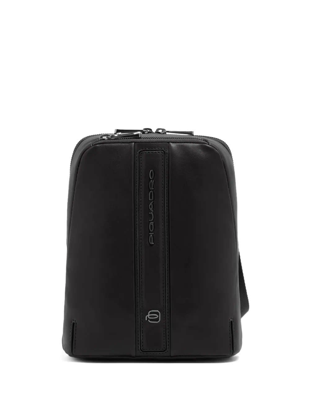PIQUADRO logo-plaque leather iPad® mini messenger bag - Nero