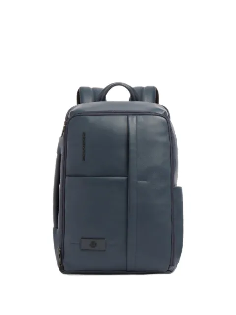PIQUADRO Expandable logo-plaque leather backpack