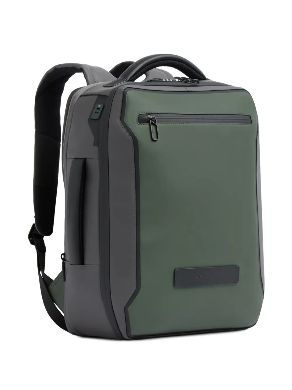 PIQUADRO Uitbreidbare rugzak met logo-patch Groen