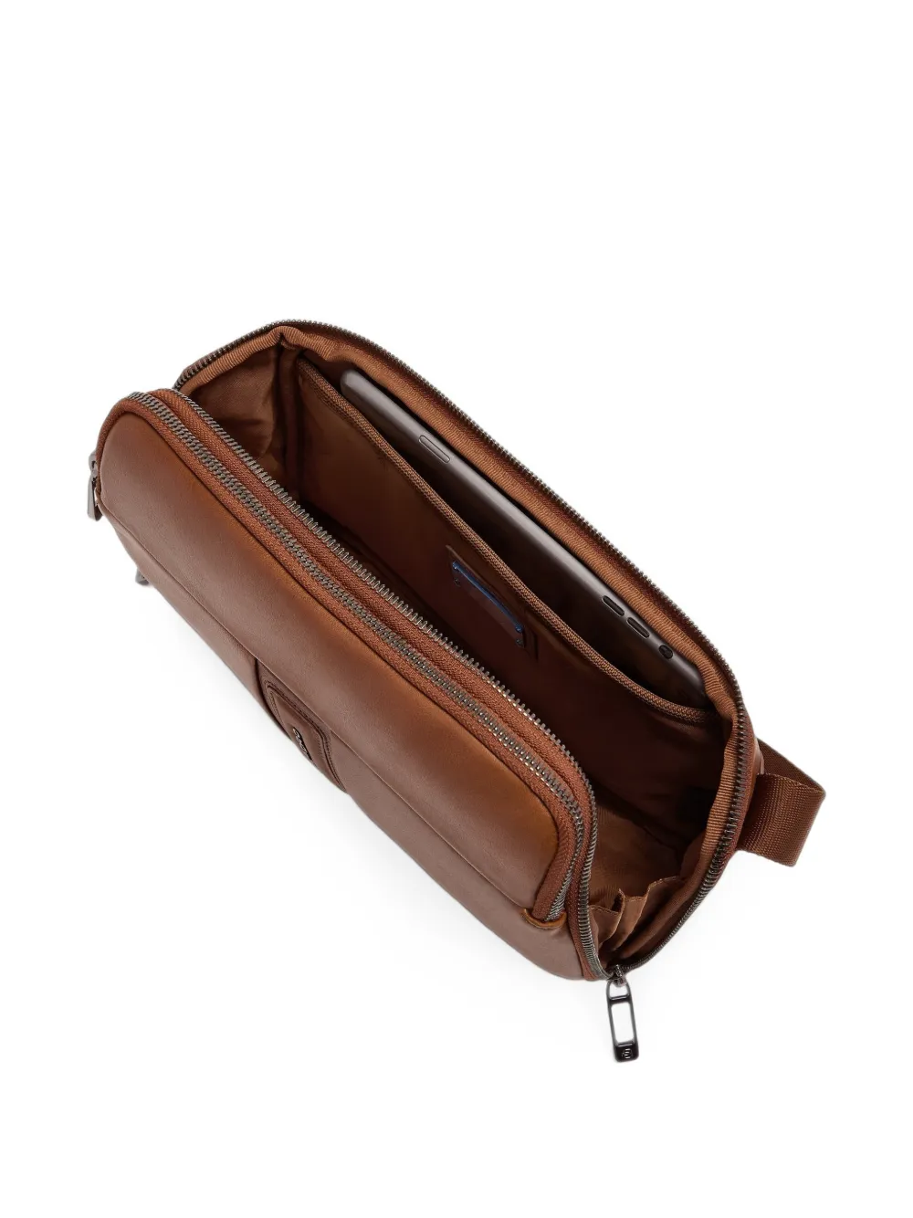 PIQUADRO Leren iPad mini-laptoptas met logo-plakkaat Bruin