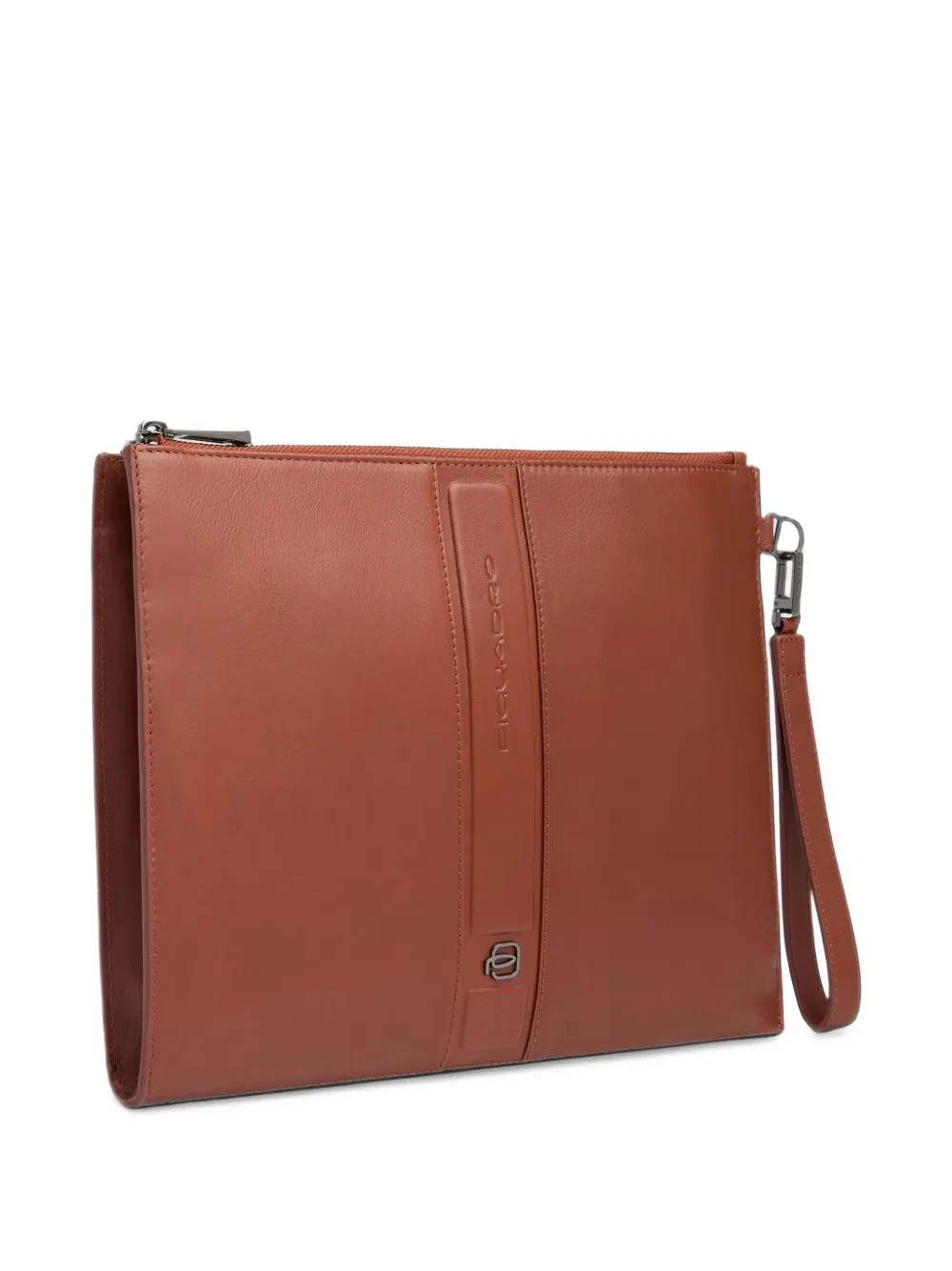 PIQUADRO Victor logo-plaque clutch bag Bruin