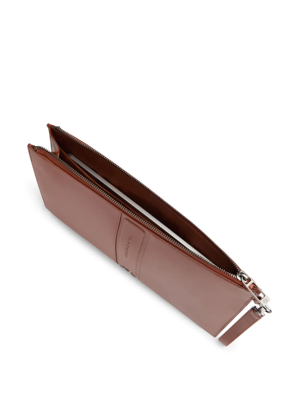 PIQUADRO Victor logo-plaque clutch bag Bruin