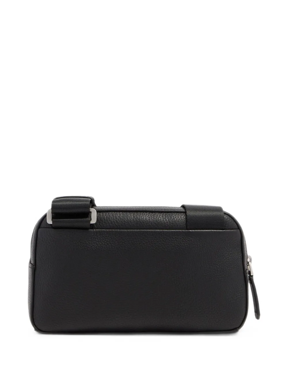 PIQUADRO Leren clutch met logo-plakkaat en textuur Zwart