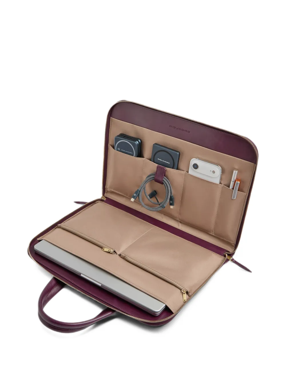 PIQUADRO Blue Square logo-plaque leather briefcase Rood
