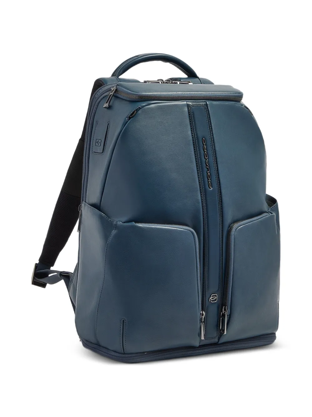 PIQUADRO Leren rugzak met logo-reliëf Blauw