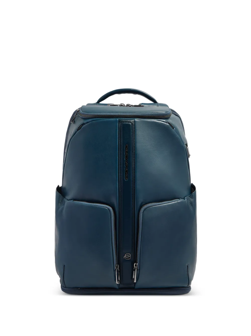 PIQUADRO logo-embossed leather backpack - Blu
