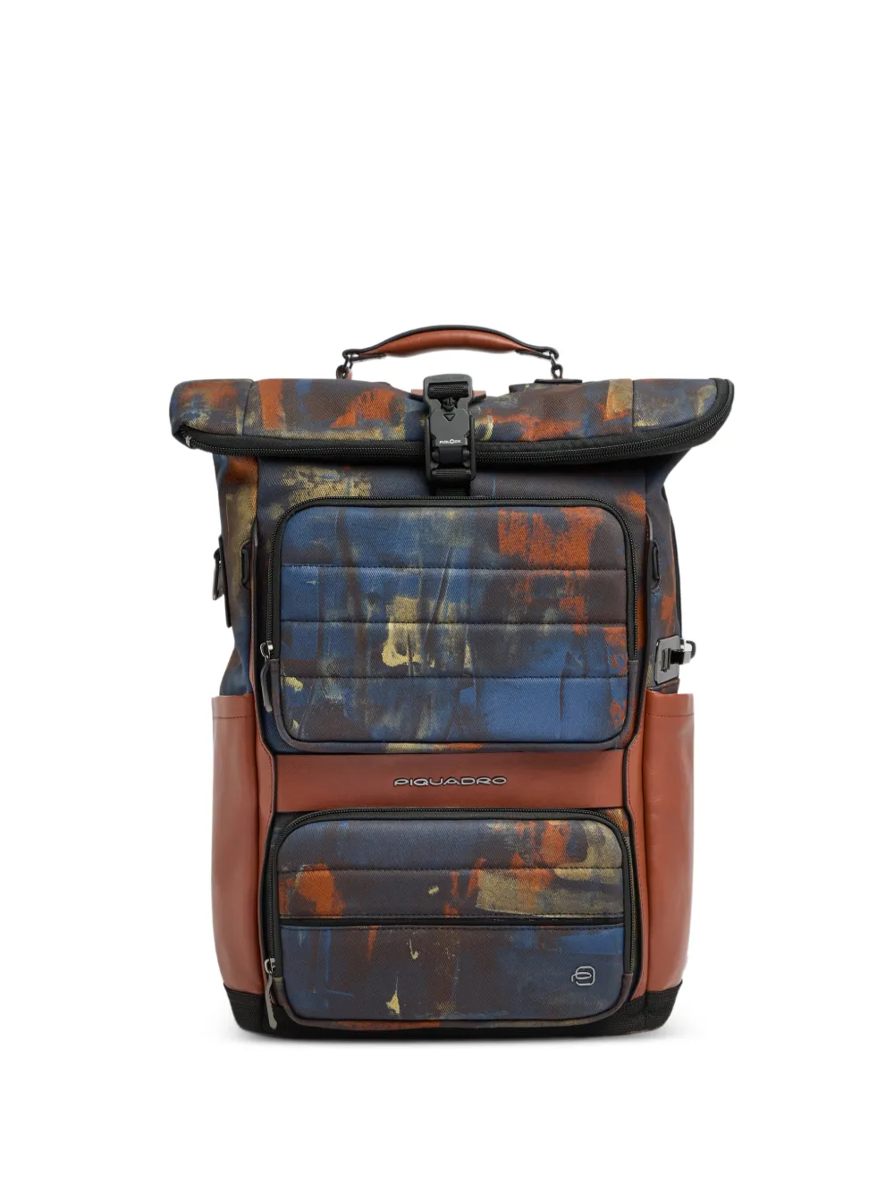 PIQUADRO abstract-print roll-top backpack