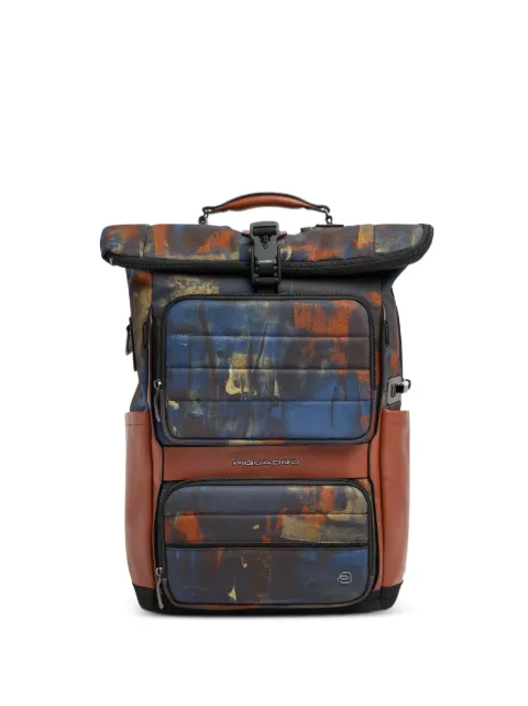 PIQUADRO abstract-print roll-top backpack