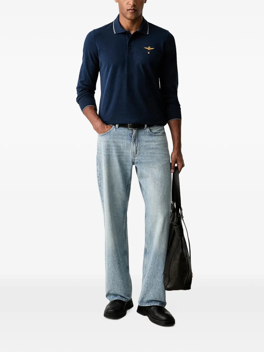 Aeronautica Militare Poloshirt met lange mouwen Blauw