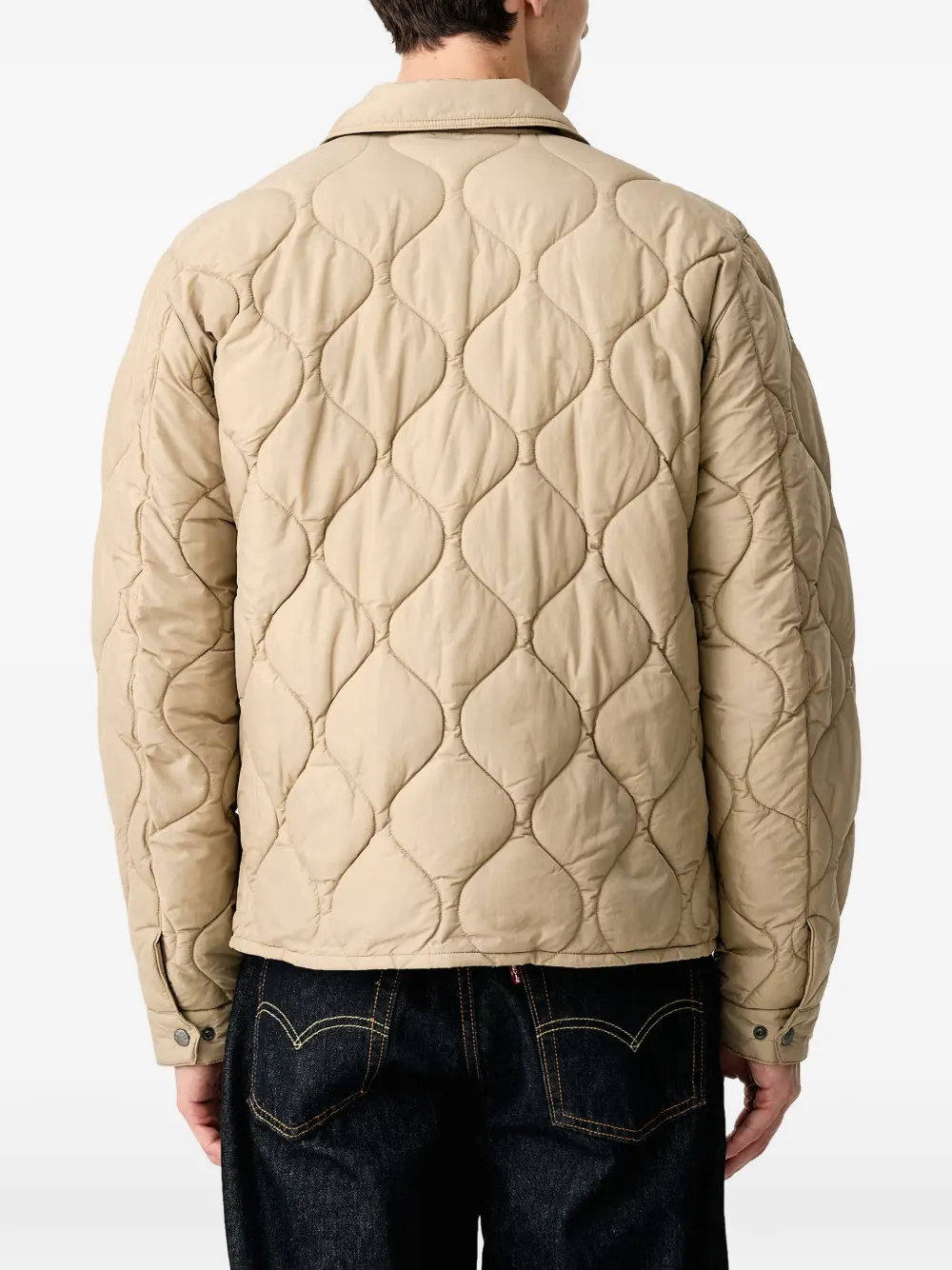 Aeronautica Militare Gewatteerd jack met logopatch Beige