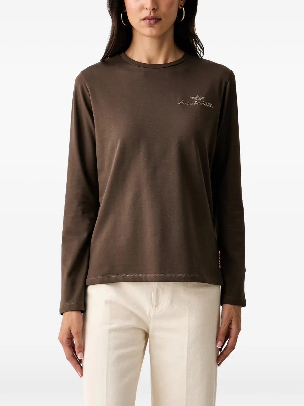 Aeronautica Militare T-shirt met lange mouwen Bruin