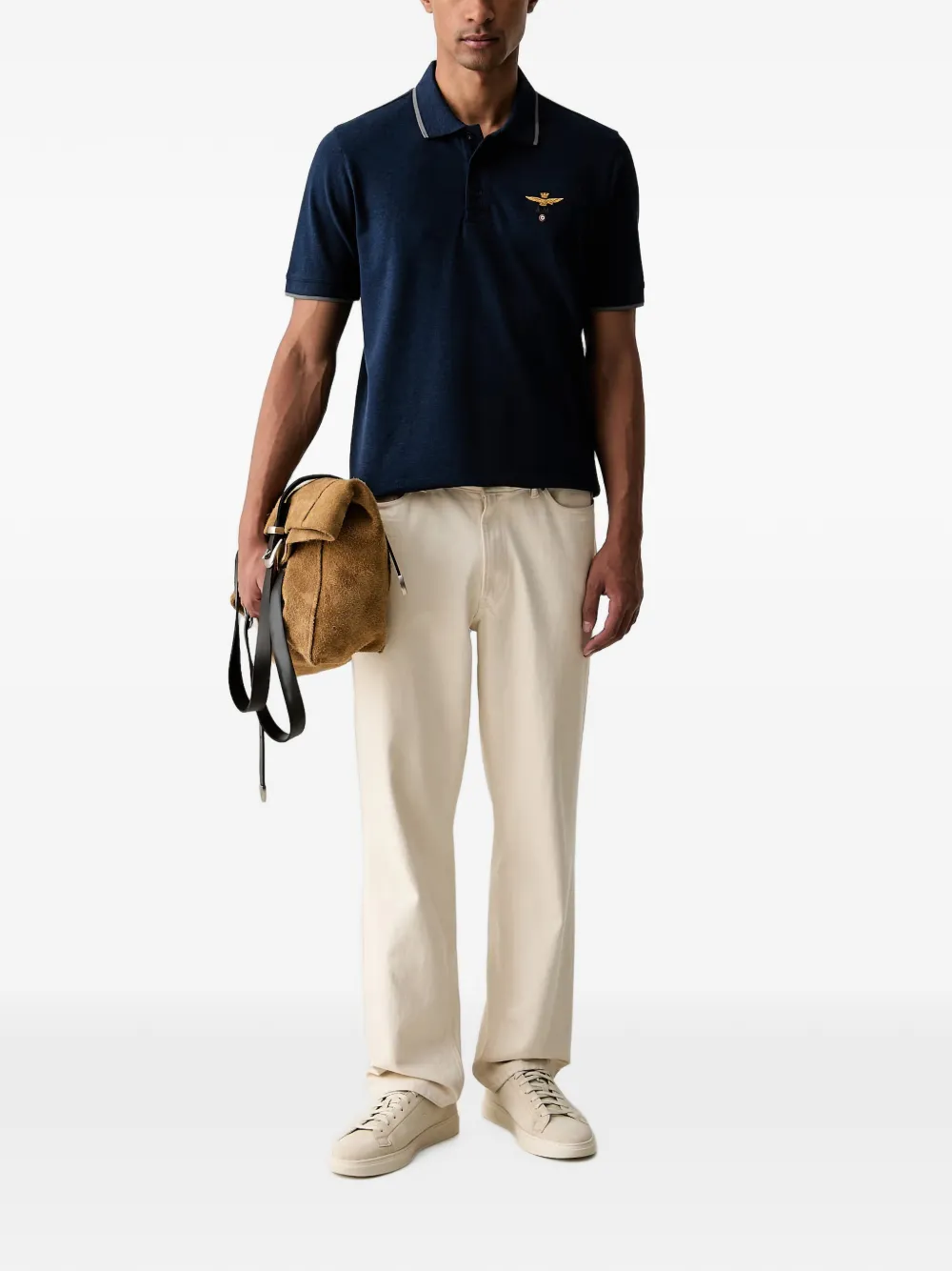 Aeronautica Militare Poloshirt met geborduurd logo Blauw