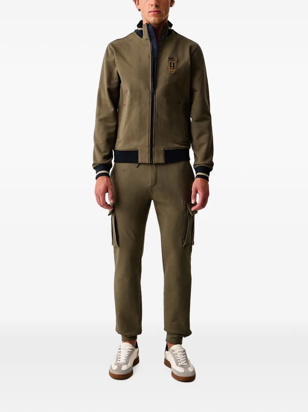 Aeronautica Militare Sweater met logopatch en rits Groen