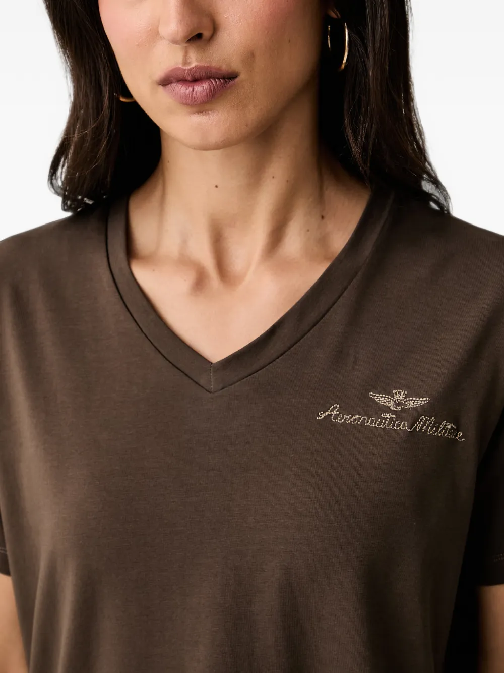 Aeronautica Militare T-shirt met geborduurd logo Bruin