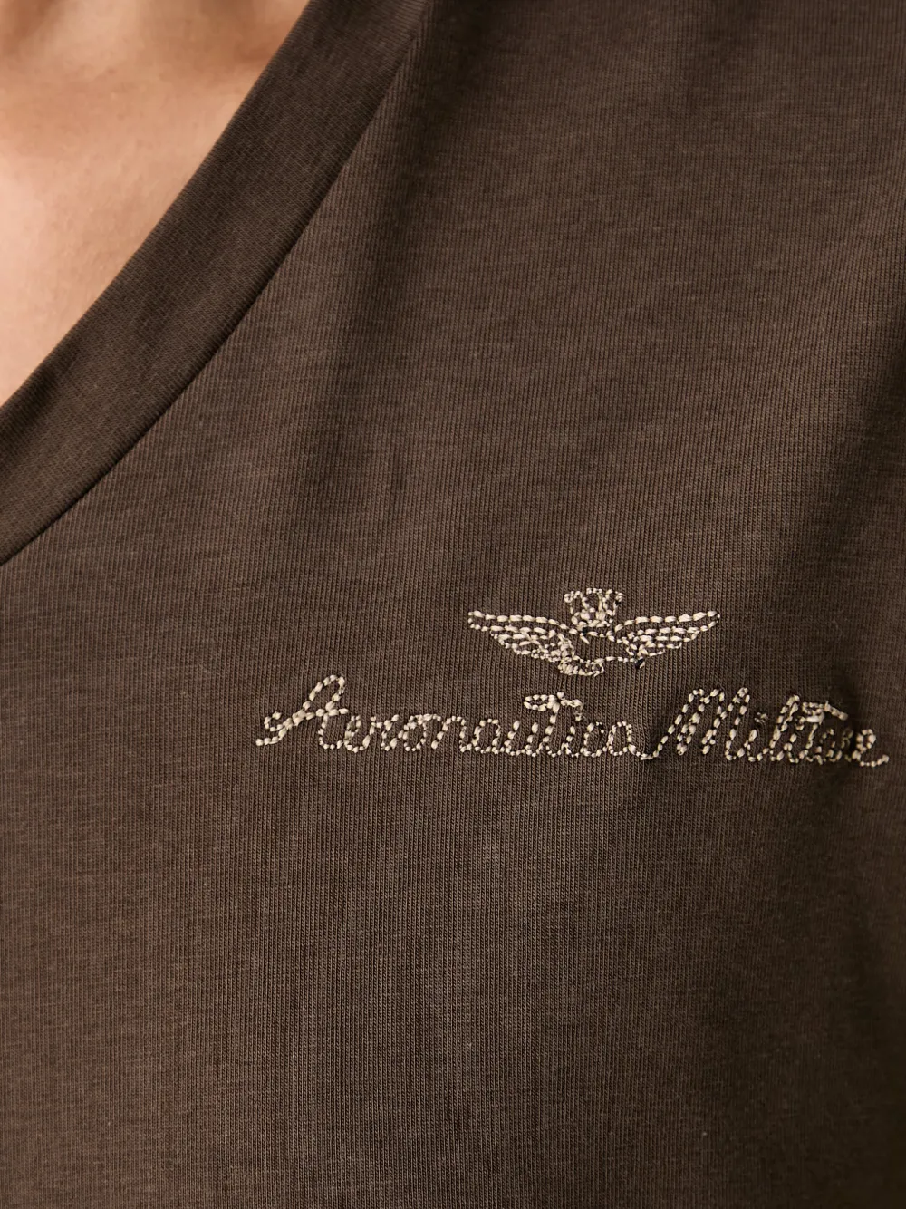 Aeronautica Militare T-shirt met geborduurd logo Bruin