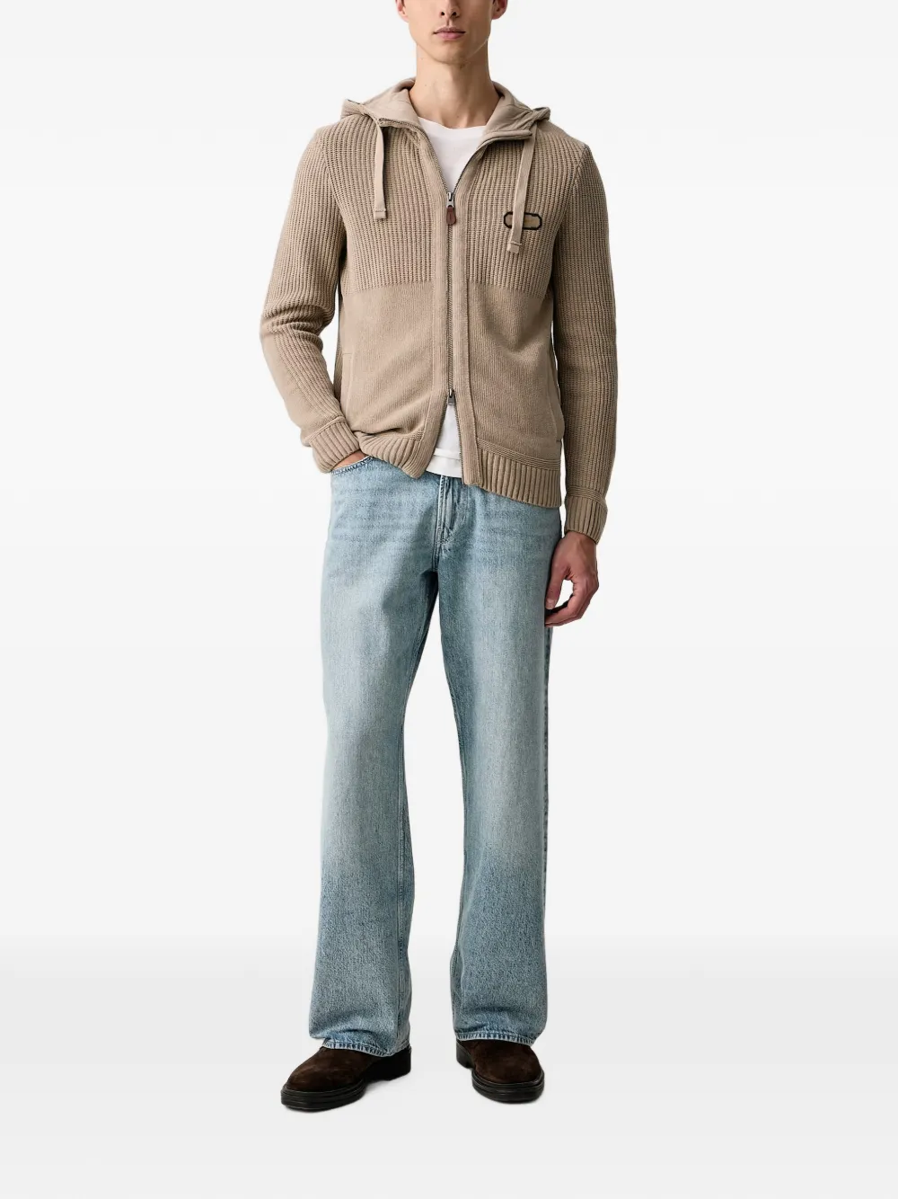Aeronautica Militare Hoodie met vlakken Beige