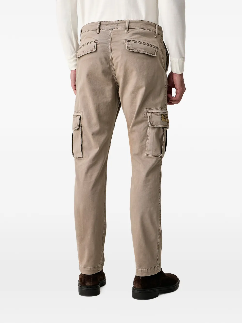 Aeronautica Militare Straight cargobroek met logo-patch Beige