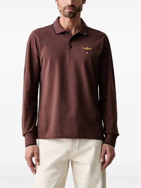 Aeronautica Militare logo-embroidered long-sleeve polo shirt