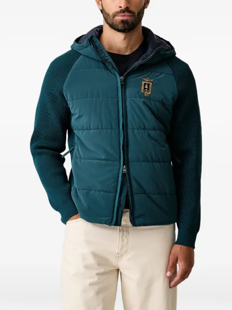 Aeronautica Militare quilted panel-ribbed hooded jacket