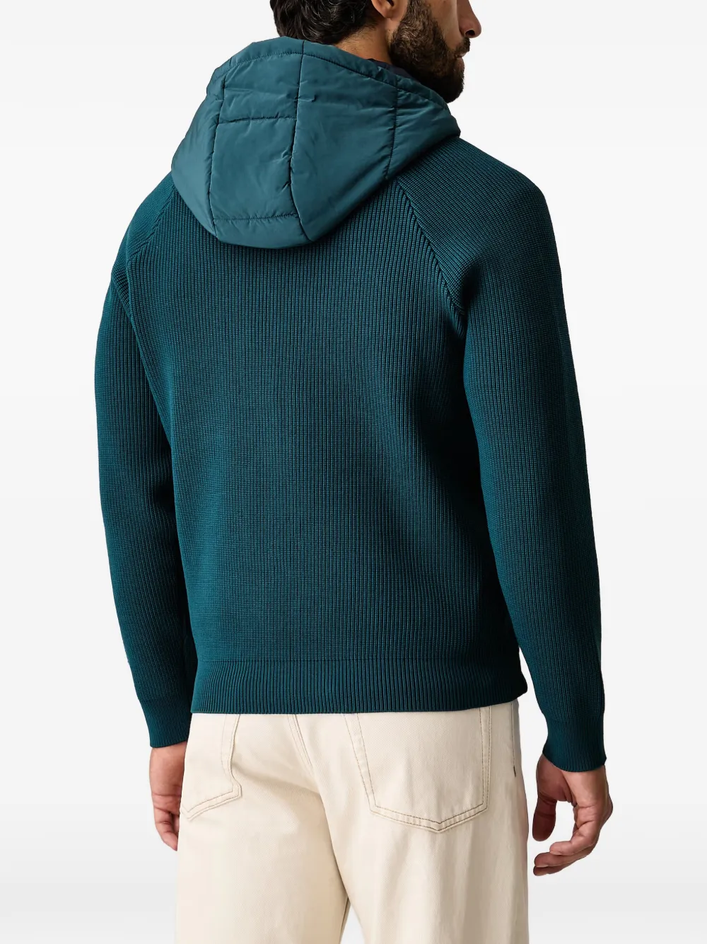 Aeronautica Militare Gewatteerd jack met capuchon en geribbelde vlakken Blauw