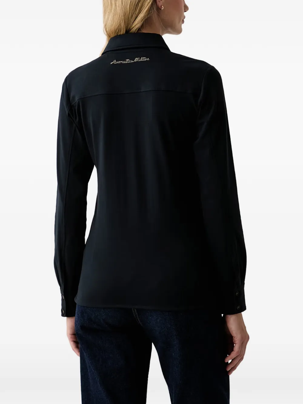 Aeronautica Militare Overhemd met geborduurd logo Blauw