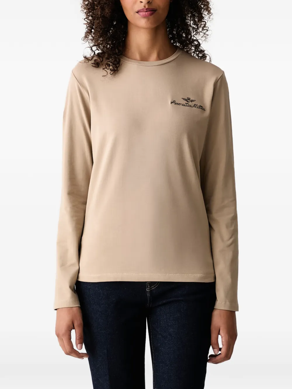 Aeronautica Militare T-shirt met lange mouwen Beige
