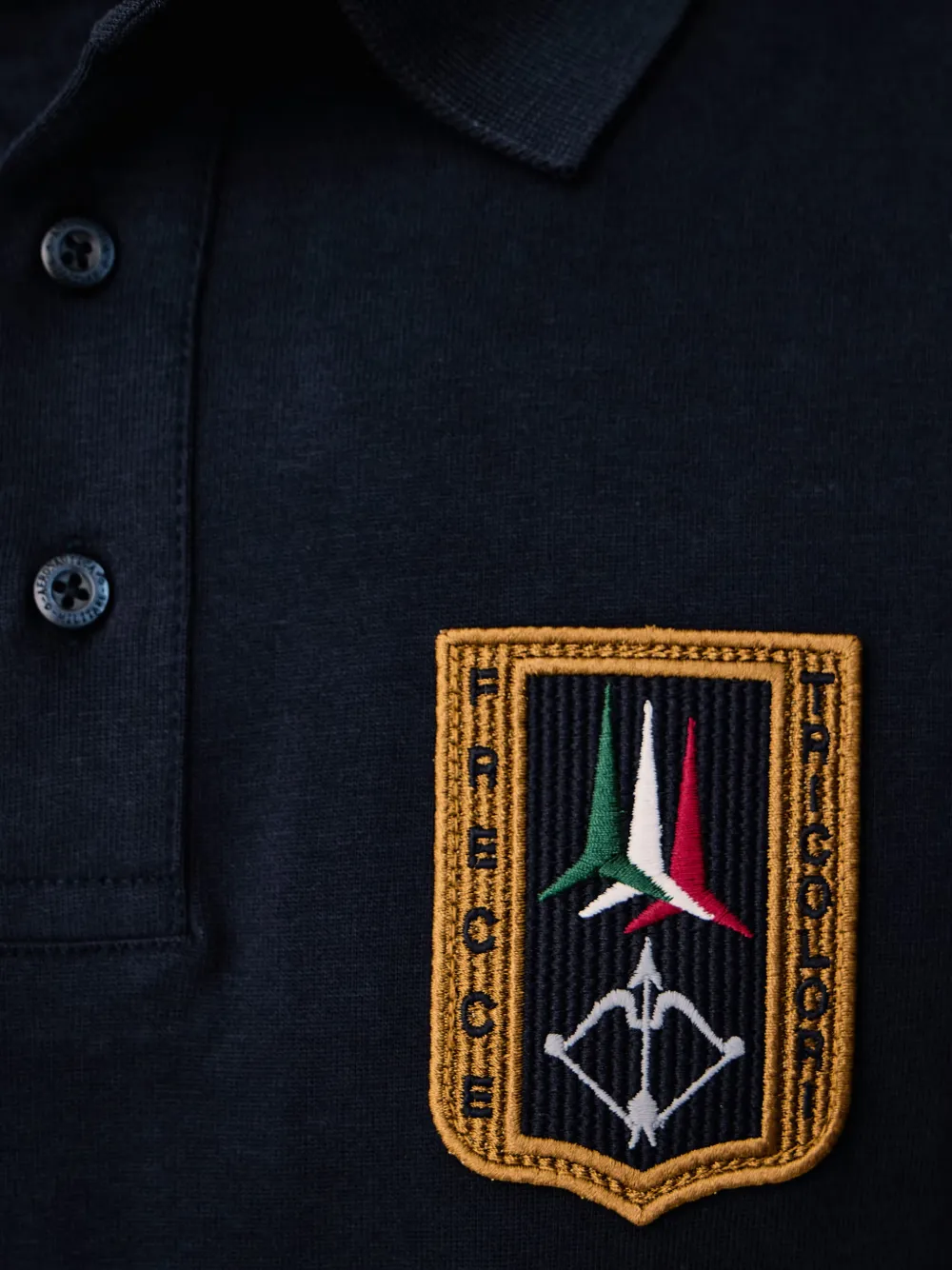 Aeronautica Militare Tricolor Arrows poloshirt met patch en lange mouwen Blauw